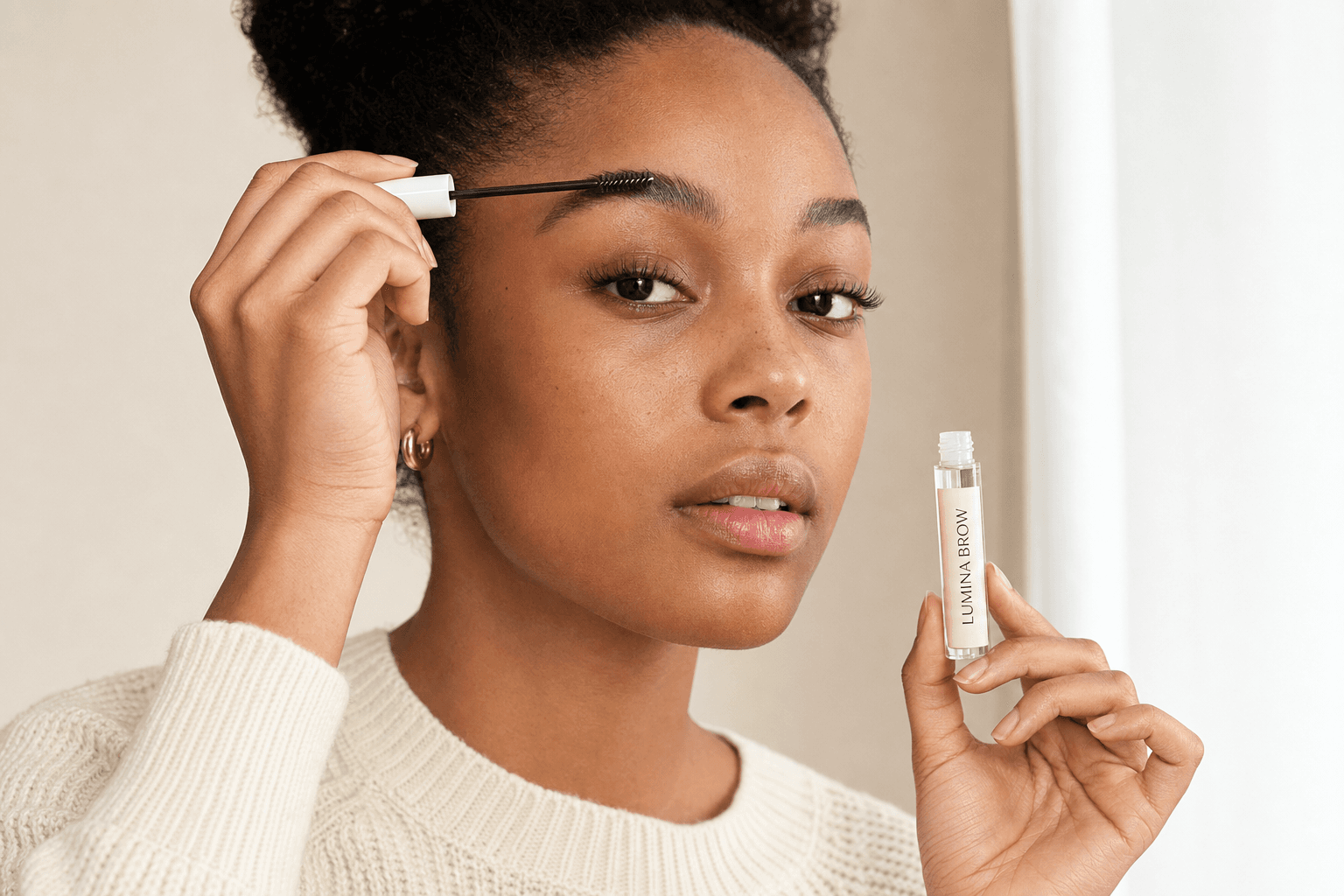 Beauty brow campaign with model
