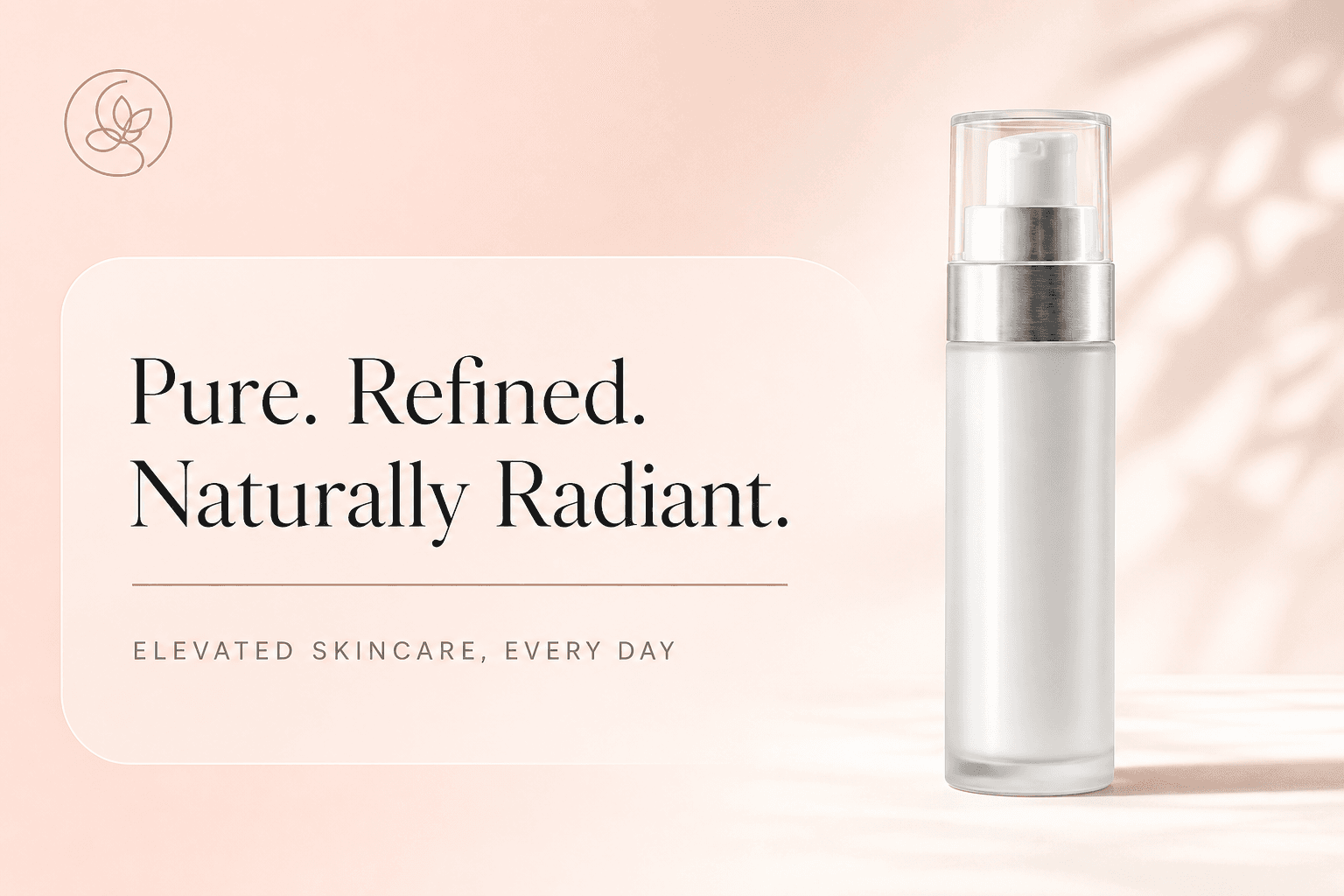 Product built into a layered layout with a headline and logo