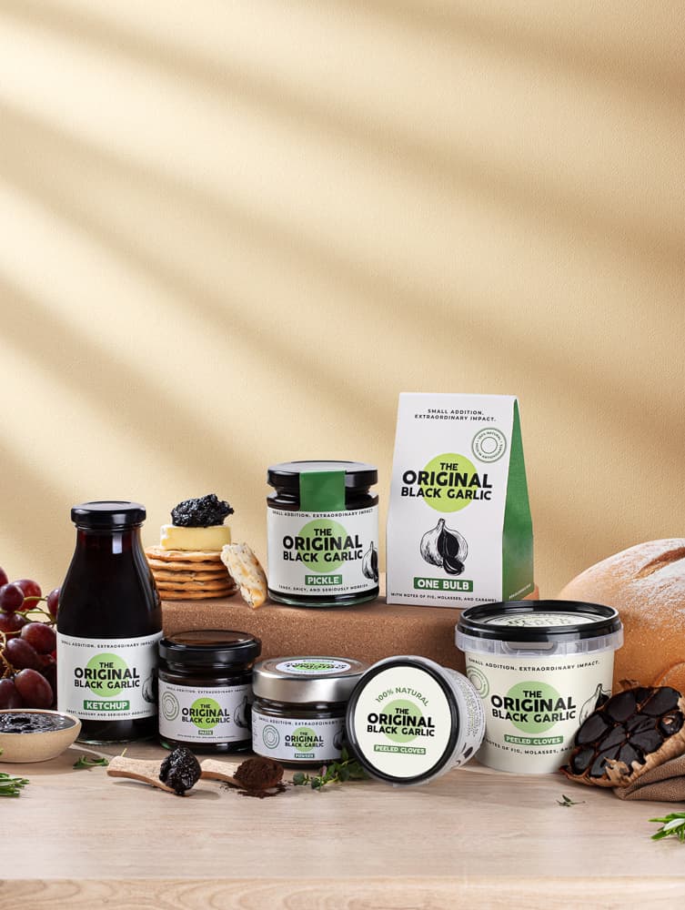 Black garlic studio lifestyle - Amazon photography UK