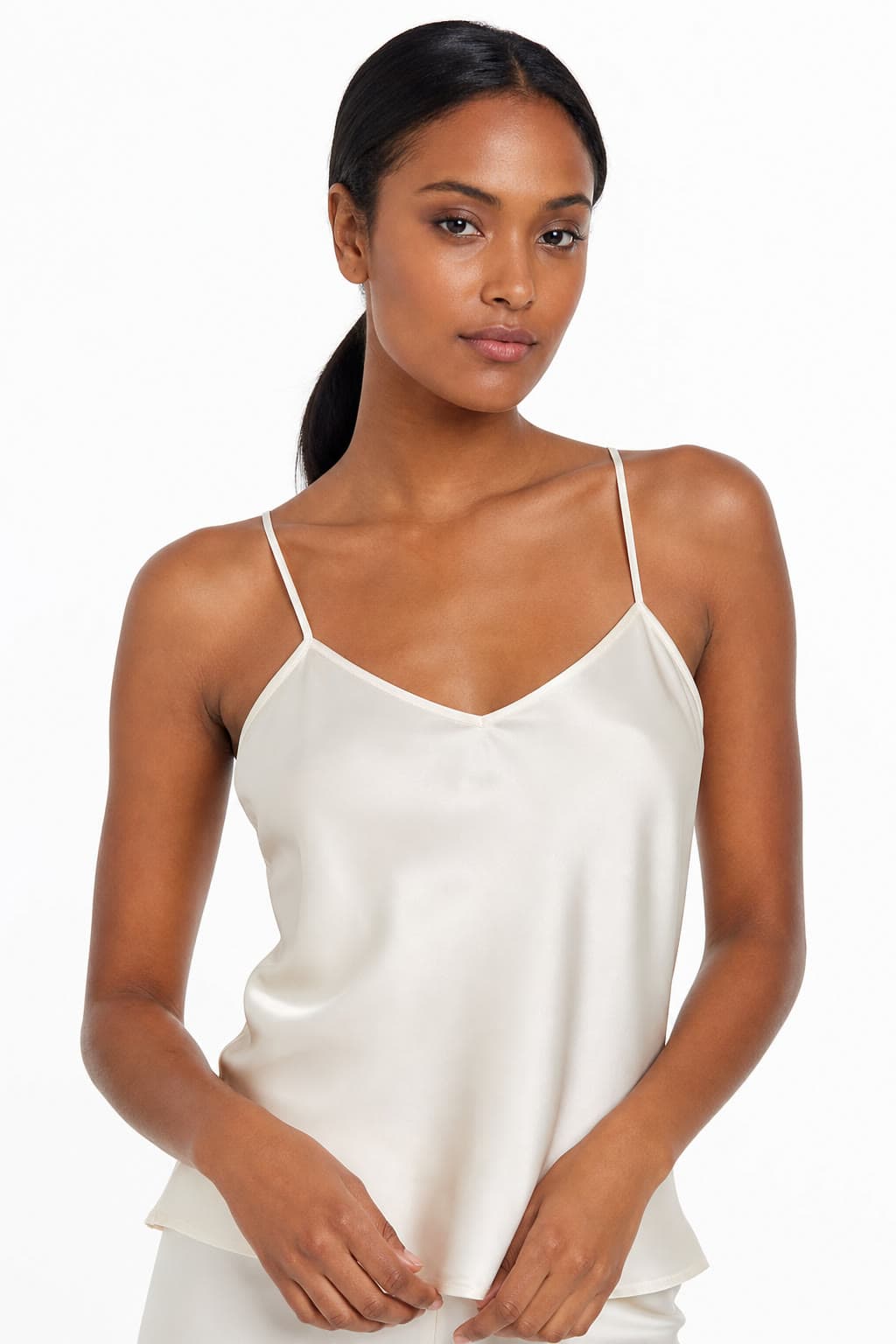 Curated fashion model look, deep skin tone