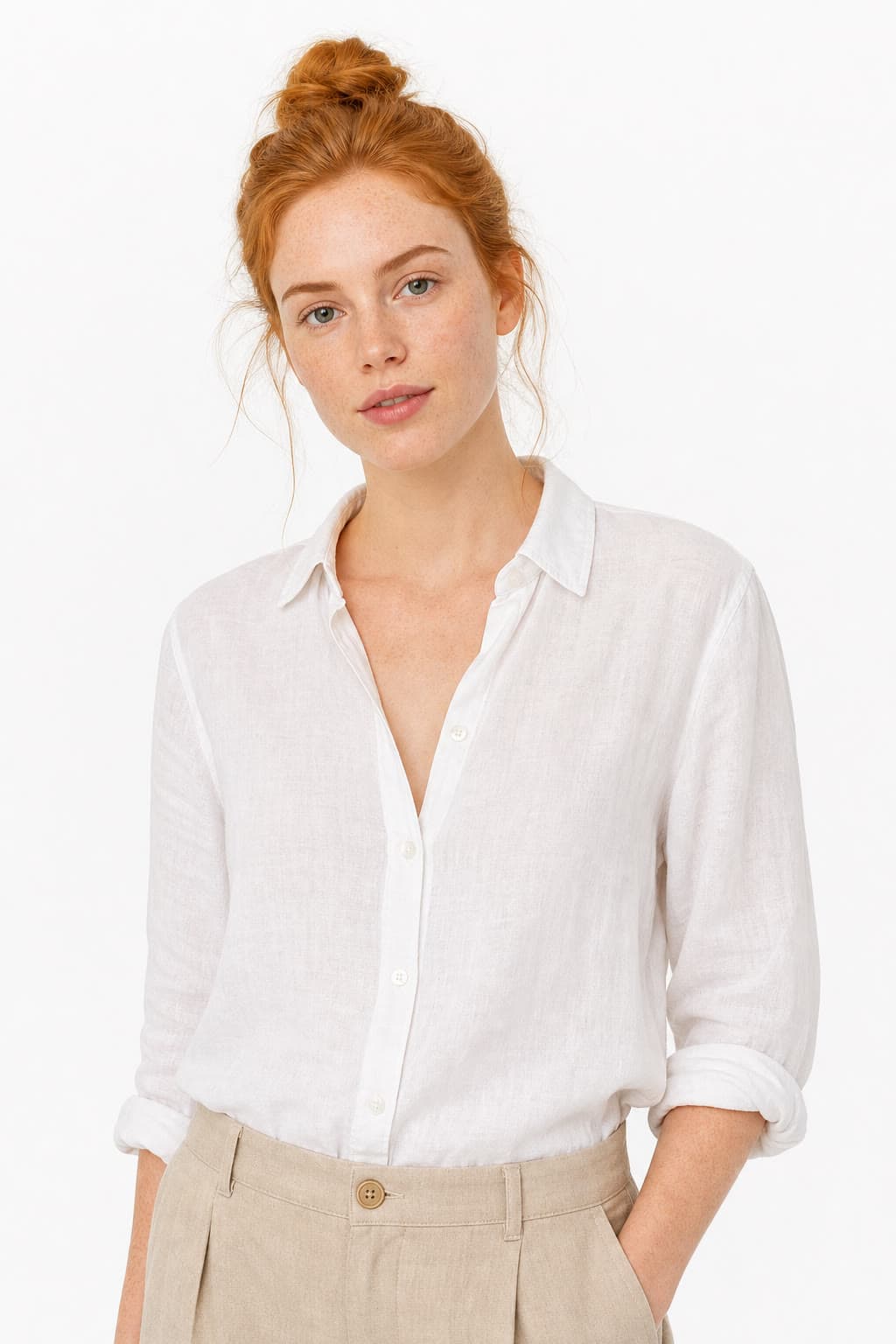 Curated fashion model look, fair skin tone