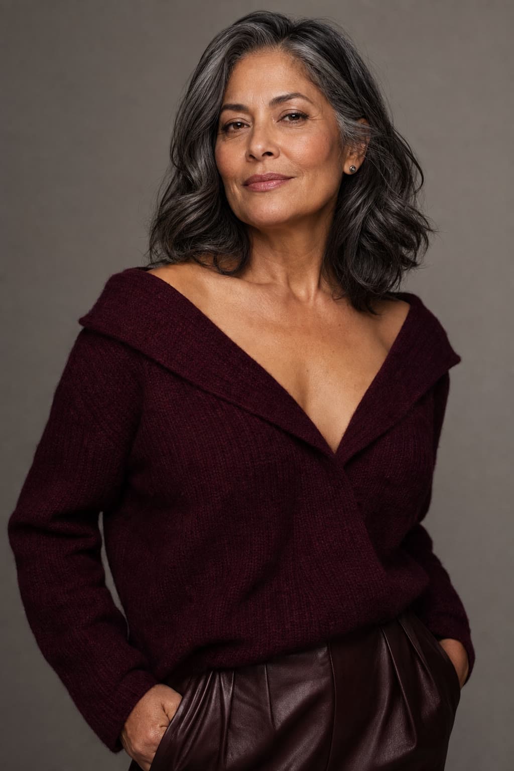 Curated fashion model look, tan skin tone variant