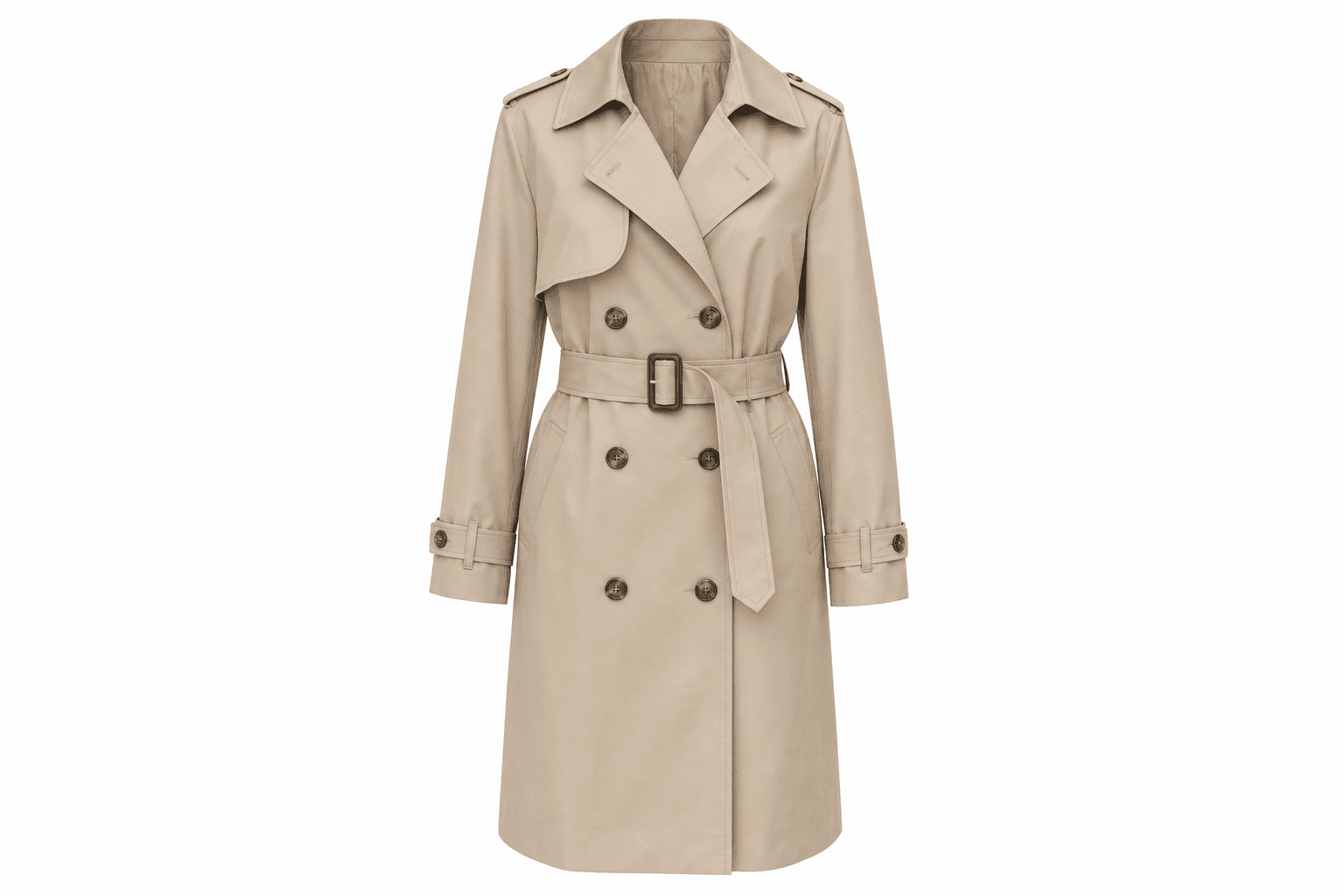 AI-generated ghost mannequin trench from Clothing Studio